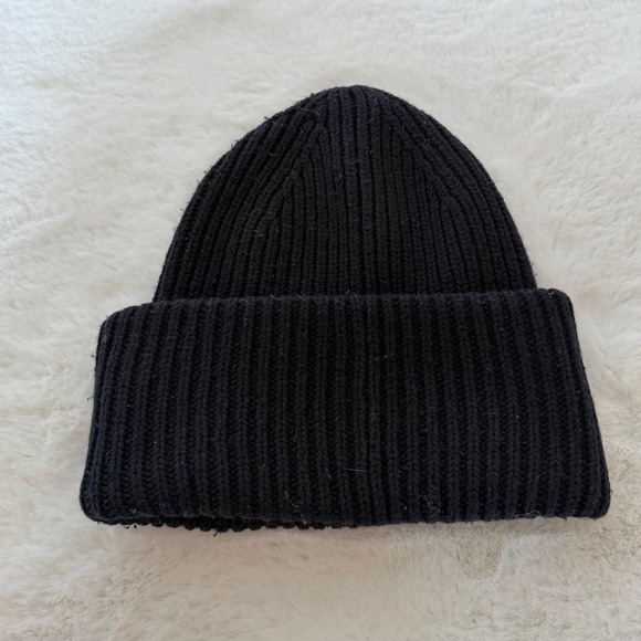 Authentic Acne Studios PANSY N FACE Black Ribbed Knit Beanie OS 56 cm 100% Wool - Picture 4 of 7
